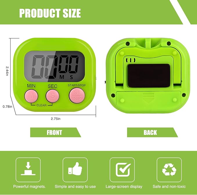 6 Pack Multi-Function Electronic Timer, Colorful Kitchen Timers Digital Magnetic