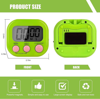 6 Pack Multi-Function Electronic Timer, Colorful Kitchen Timers Digital Magnetic