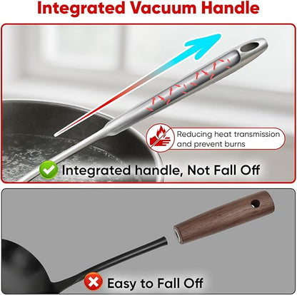 Newness 10 Pcs Cooking Utensils Set, 304 Stainless Steel Kitchen Utensils Set, Metal Kitchen Accessories, Include Soup Ladle, Slotted Skimmer Spoon, Spaghetti Spoon and Spatula, Tongs,Dishwasher Safe