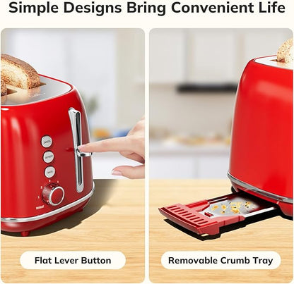 2 Slice Stainless Steel Toaster Retro