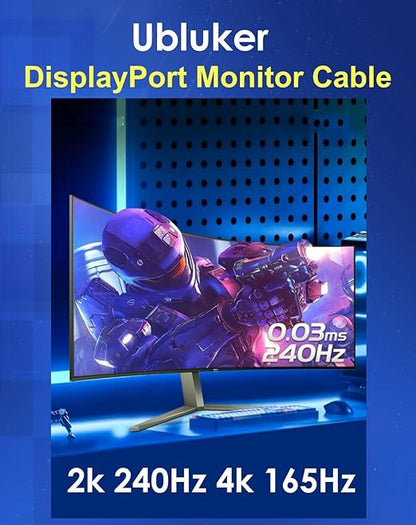 Ubluker 10K 8K DisplayPort 2.1 Cable 54Gbps 50 FT, Certified DP to DP Cord 4K