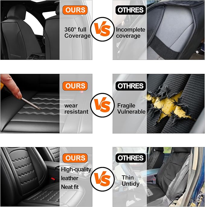 Cruze Car Seat Covers Fit for Chevrolet/Chevy Cruze 2011-2018 2019, Full Coverage Leather Waterproof Breathable Seat Covers, Automotive Seat Protectors, Airbag Compatible (2 Front Seats, Black)