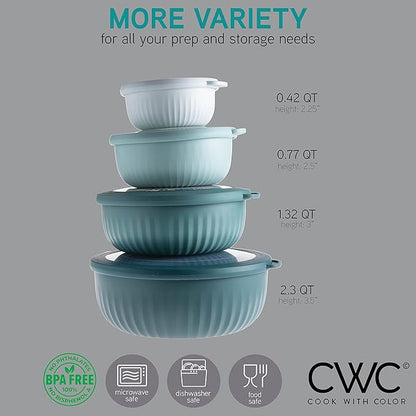COOK WITH COLOR Prep Bowls with Lids- Wide and Deep Nesting Plastic Small