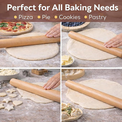 17 Inch French Rolling Pin, Wooden Dough Roller