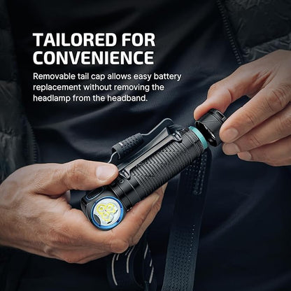 OLIGHT Perun 3 Rechargeable Headlamp Flashlight, 3000 Lumens LED Headlight with Red Light, Waterproof Head Lamp with Headband for Outdoor Camping, Hiking, Working(Black)