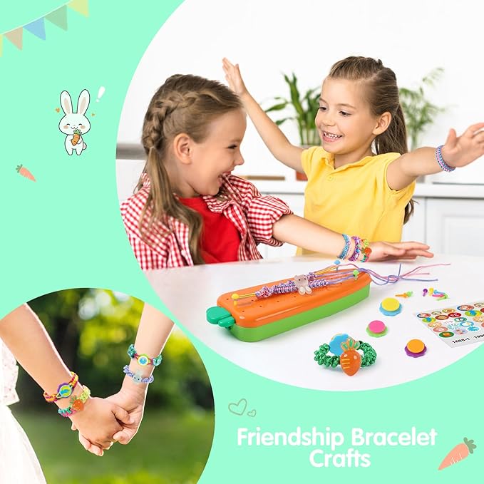 BIRANCO. DIY String Crafts Toy for Kids Ages 6-12, Friendship Bracelet Making Kit for Girls 7 8 9 10 11 Years Old, Great Birthday Gift Idea for Teen Girl-Carrot Style