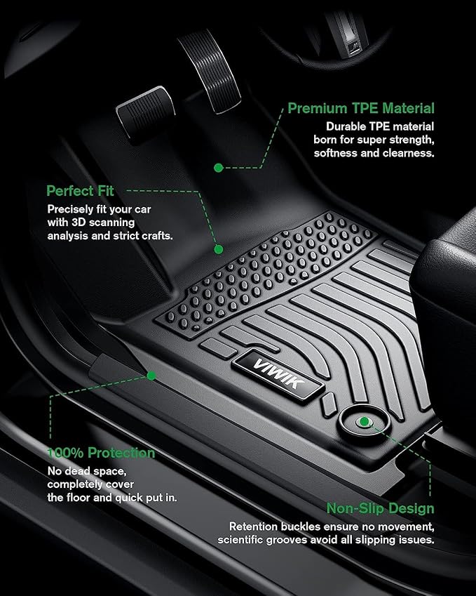 VIWIK Floor Mats for Kia Sorento 2021-2024 NOT Hybrid 6/7 seat, Car Mats All Weather Protection Custom Floor Liners 1st/2nd/3rd Row, Car Accessories for Sorento NOT Hybrid TPE Odorless Non-Slip