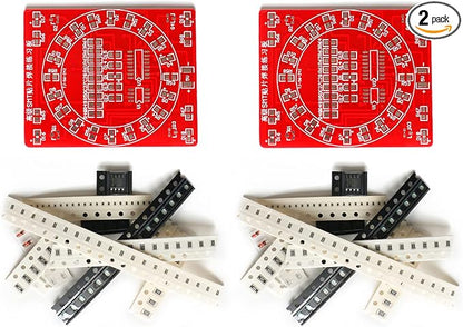 2Pcs SMT SMD Component Welding Practice Board Rectifiers CD4017 NE555 Soldering Skill Training Board Flowing Water Light Kit DIY Electronic Kit Mini Practice Board Easy SMD