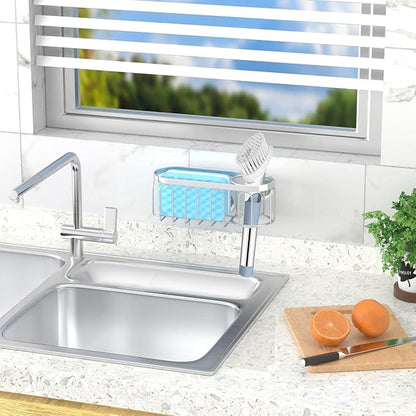 2-in-1 Sponge Holder for Kitchen Sink, Sink Caddy Kitchen Sink Organizer