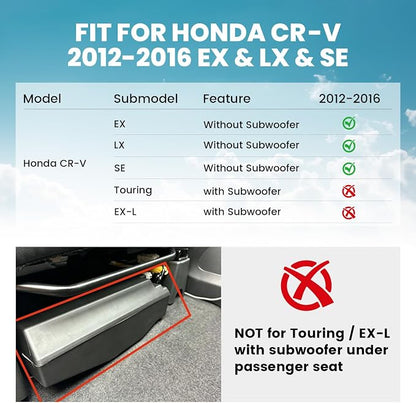 LASFIT Full Set Floor Mats for Honda CR-V 2012-2016 EX & LX & SE, All Weather TPE Custom Fit Floor Liners 1st & 2nd Row & Seat Back Mat & Cargo Mat (Not Fit EX-L & Touring)