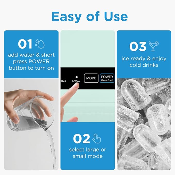 Midea MERI26B1AGN Countertop Bullet-Ice Maker, 8 Ice Bullets Ready in 6 Minutes