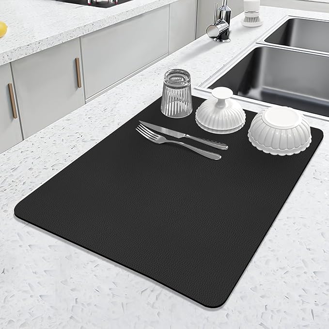 LOPNUR Kitchen Dish Drying Mat, Super Absorbent Dish Drying Pad, Diatomite