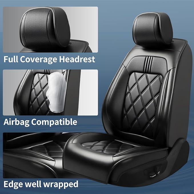 Blazer Car Seat Covers Fit for Chevrolet/Chevy Blazer 2019-2026, Full Coverage Leather Waterproof Breathable Seat Covers, Automotive Seat Protectors, Airbag Compatible, (5 Seats, Black)