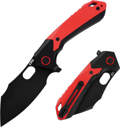 CJRB Folding Pocket Knife Caldera (J1923) AR-RPM9 Powder Steel Red G10 Handle for Men EDC Camping Hiking Outdoor