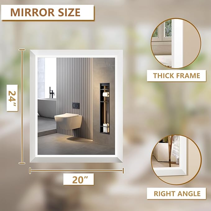 SMIROR Matte White Bathroom Mirror