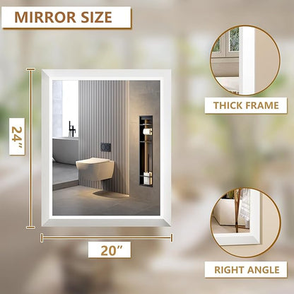 SMIROR Matte White Bathroom Mirror