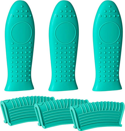 Joyhalo Joyhalo Cast Iron Skillet Handle Cover, 6 Pack Pot Handle Covers Heat Resistant, Cast Iron Pan Handle Covers, Silicone Pot Handle Sleeve Covers, Silicone Handle for Cast Iron Skillet, Aqua