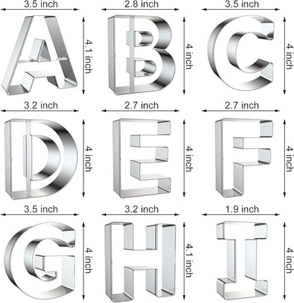 4 Inch Alphabet Letter Cookie Cutter Set