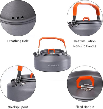 Fire-Maple Feast T3 Camping Kettle | 0.8 Liter Lightweight | Portable Teapot Aluminum for hiking camping
