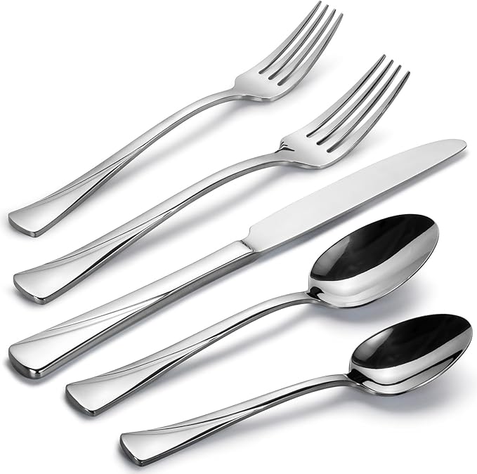 Alata Alice 20-Piece Silverware Set Stainless Steel Flatware Set,Service for 4,Mirror Polished Cutlery Set,Dishwasher Safe