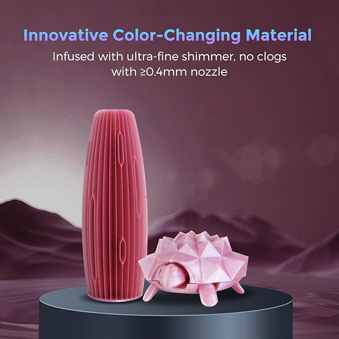 FLASHFORGE PLA Filament 1.75mm +/- 0.02mm Rose Quartz, Color Changeable 3D Printer Filament 1kg (2.2lbs), Chameleon 3D Printing Filament Changing Colors with Light, Perfectly Hide The Layer Line