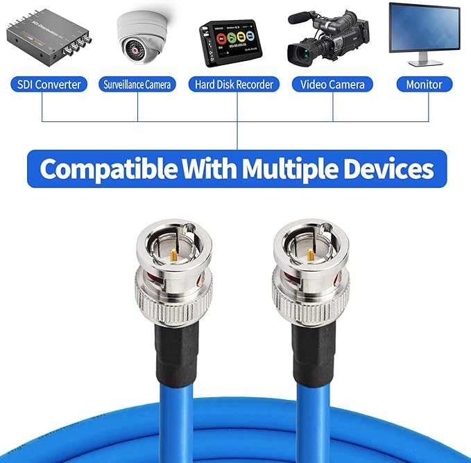 Superbat 3G 6G SDI Cable 250ft Belden 1694A BNC Cable 75 Ohm Supports
