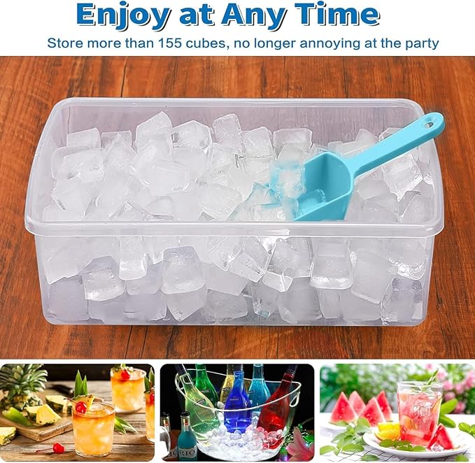2Pack Ice Cube Tray with Lid and Bin