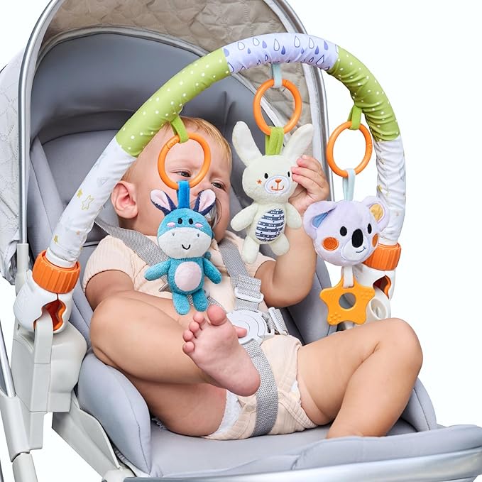 TUMAMA Baby Stroller Arch Toy,Portable Baby Mobile for Bassinet,Newborn Sensory Hanging Rattle Arch Toy for Babies Infants 0-12 Months