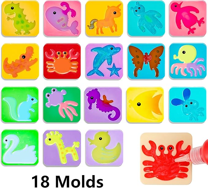 Aqua Fairy Water Gel Kit for Kids, Magic Water Elf Toy Kit with 12 Colors Magic Gel, Aqua Fairy kit with 18 Shape Molds, Crate Your Own Magic Elf Kit Water Pets Craft Kits for Kids