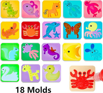 Aqua Fairy Water Gel Kit for Kids, Magic Water Elf Toy Kit with 12 Colors Magic Gel, Aqua Fairy kit with 18 Shape Molds, Crate Your Own Magic Elf Kit Water Pets Craft Kits for Kids