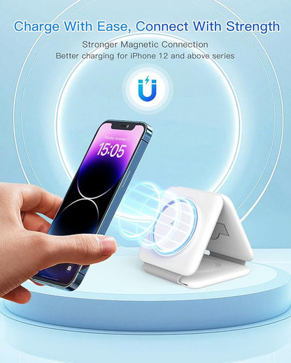 Charging Station for Apple Multiple Devices - 3 in 1 Foldable Magnetic Wireless