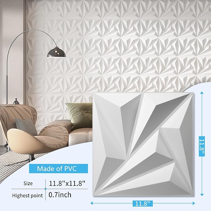 Art3d 100 Pack Decorative 3D Wall Panels, 97 Sq.feet PVC Interior Wall Décor