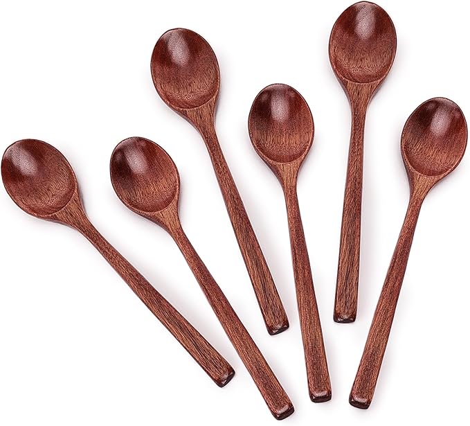 6pcs 9in Wooden Spoons, Soup Spoons Set, Long Handle Wooden Utensils