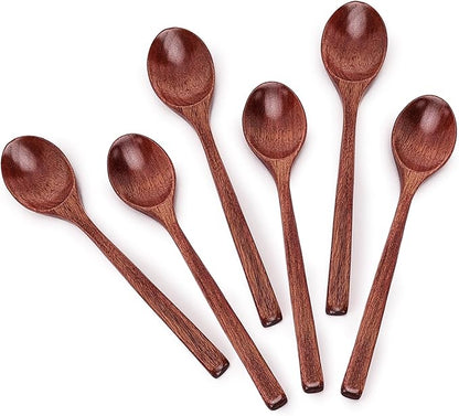 6pcs 9in Wooden Spoons, Soup Spoons Set, Long Handle Wooden Utensils