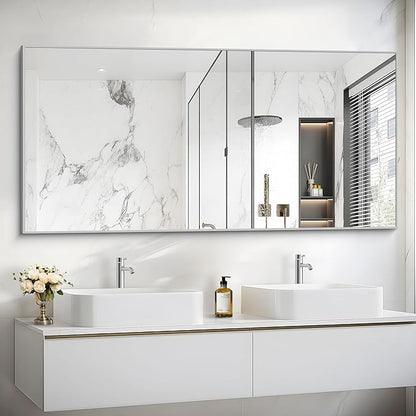 Silver Bathroom Mirror for Wall, 30x60 Inch Rectangle Mirrors