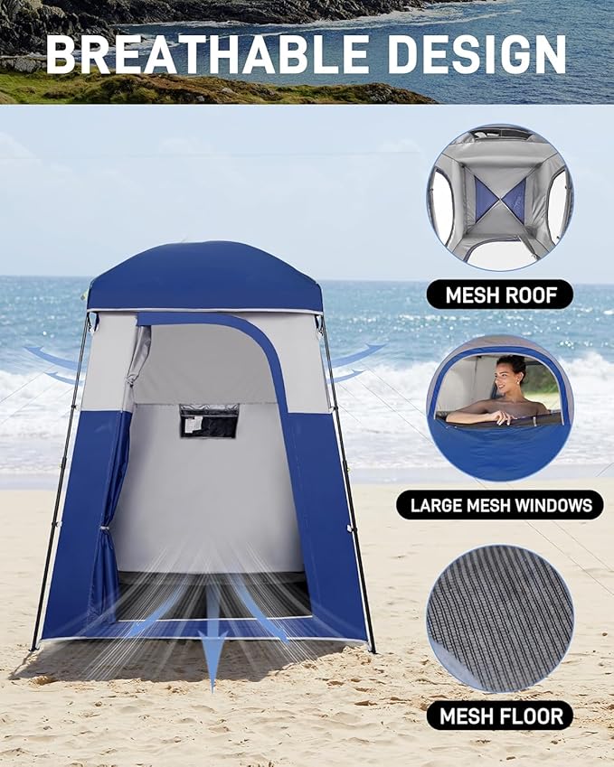 KingCamp Shower Tent, Portable Privacy Tent Outdoor Camping 1/2 Room Toilet Tents with Shower Bag & Dressing Room for Beach, Camping & Hiking