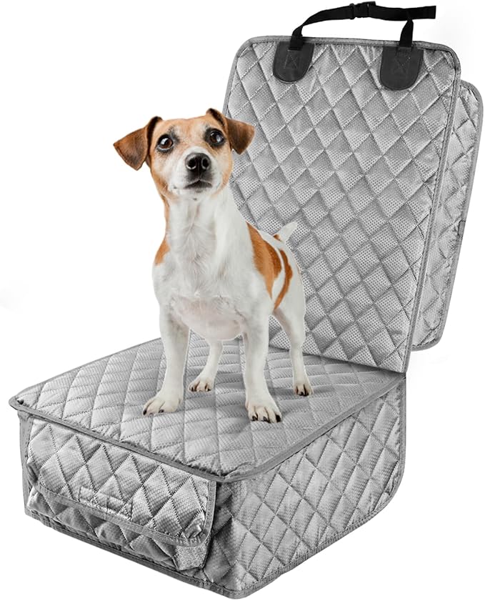 PETICON Waterproof Front Seat Car Cover, Full Protection Dog Car Seat Cover with Side Flaps, Nonslip Scratchproof Front Seat Cover Fits for Cars, Trucks, SUVs, Jeep, Gray (Gray)