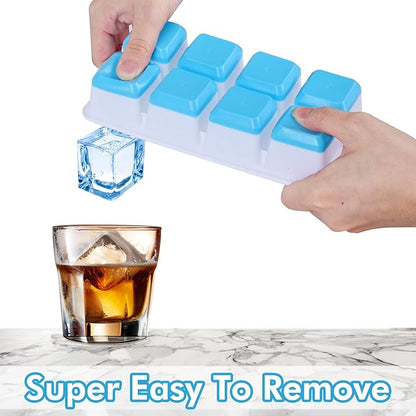 Large Ice Cube Trays with Lid, Jrisbo 2 Pack Stackable Silicone Ice Cube Molds