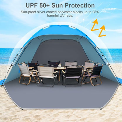 Gorich Beach Tent Sun Shelter for 3/4-5/6-7/8-10 Person with UPF 50ï¼?UV Protection, Lightweight & Easy Setup Beach Shade Canopy, Portable Beach Shade Tent Beach Cabana