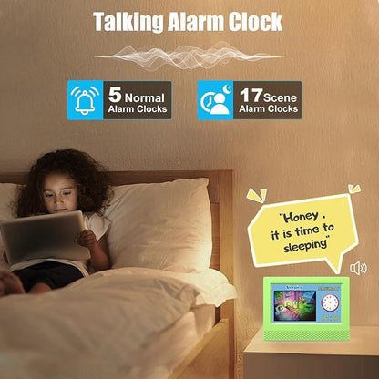 Kids Digital Alarm Clock Colorful, 7" Large LED Time Display Children's Sleep Trainer, Eye-Caring Digital Clock for Girls Boys Bedrooms Bedside, 17 Alarm Clock Settings Easy to Use Kids Birthday Gift