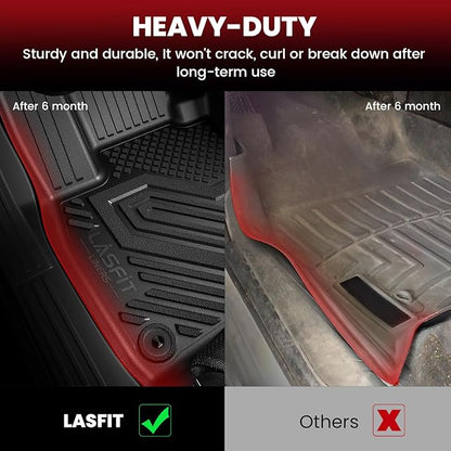 LASFIT Floor Mats & Cargo Mat for Hyundai Sonata 2015-2019 & KIA Optima 2016-2020 (Not Fit Hybrid/PHEV), All Weather TPE Custom Fit Floor Liners & Trunk Mat for Optima & Sonata Car Accessories, Black