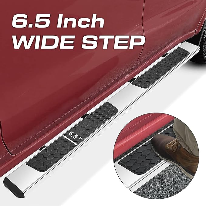 COMNOVA 6.5 Inches Side Steps Running Boards Compatible with 2019-2026 Chevy Silverado/Sierra 1500 Crew Cab & 2020-2026 Siverado/Sierra 2500HD 3500HD Crew Cab. Rock Sliders Truck Side Steps Step Bars.