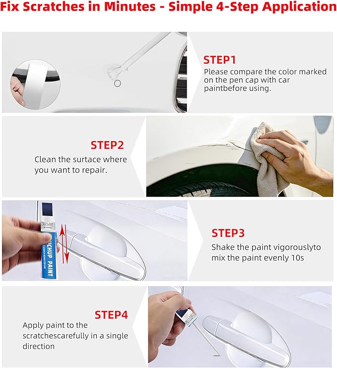 Star White Metallic Tri-Coat(AZ) Touch Up Paint Compatible with Ford 2-in-1 Car Scratch Repair Pen for Rock Chips, Door Scratches&Paint Nicks Exact Color Match Quick Dry DIY Fix for F-150 Explorer