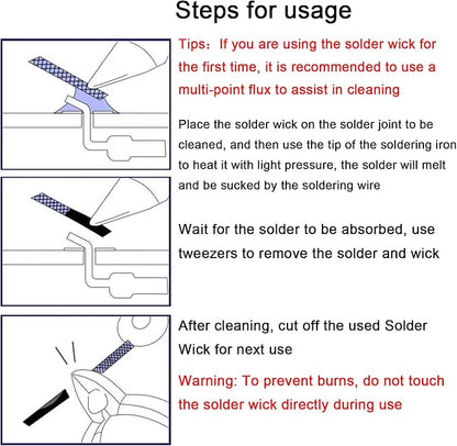 solder wick braid 10ft Length Desoldering Wick Braid Remover Tool Solder Sucker 1 piece No-Clean soldering Wick Wire Roll and Disassemble Electrical Components
