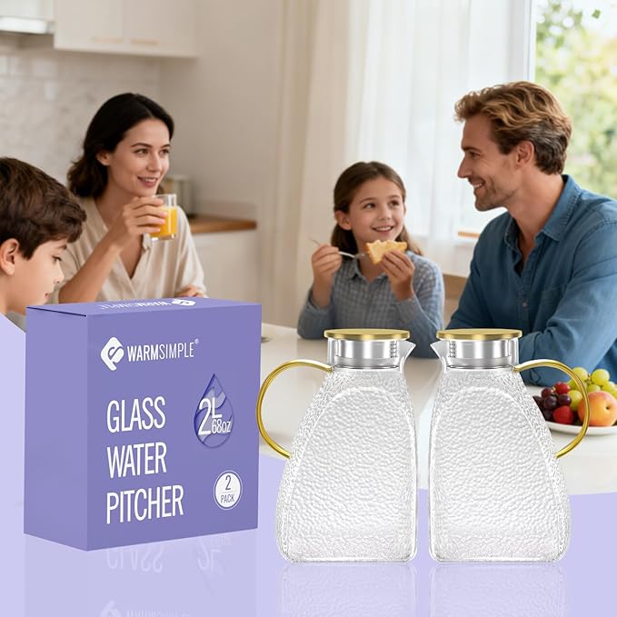 WARMSIMPLE 2 Pack Glass Pitcher