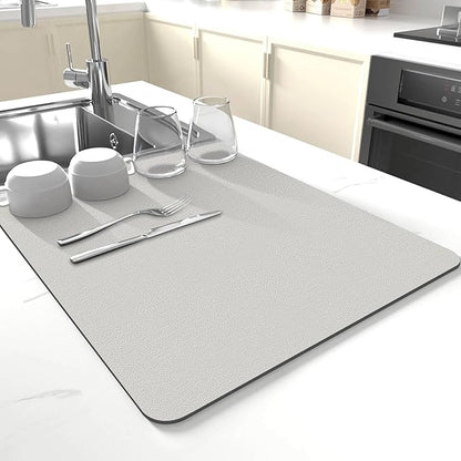 Dish Drying Mat for Kitchen Counter, Drying Mat for Dish Rack, Absorbent Hide