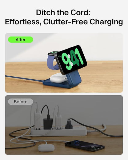 Belkin MagSafe Charger Compatible, 3-in-1 Charging Station, Qi2.2 25W Magnetic