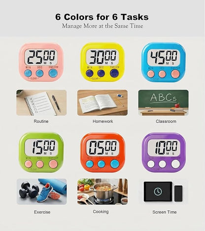 Digital Timer for Classroom Teachers Students, Magnetic Kitchen Countdown Timer