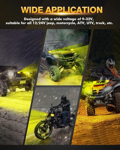 Auxbeam 4In 60W Amber Fog Lights, Amber Led Pods Super Bright Spot Beam Offroad Lights with Plug and Play Wiring Harness Kit for Truck SUV ATV UTV Jeep Wrangler Motorcycle