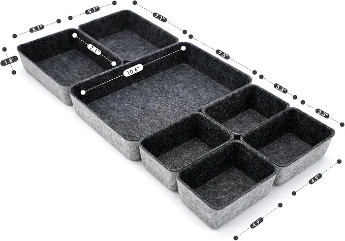 Welaxy Drawer organizers tray felt storage bin office Shallow Small Desk box